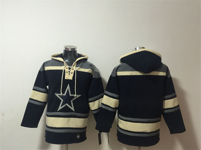 Men's Navy Dallas Cowboys Custom Blank Ageless Must-Have Lace-Up Pullover Hoodie